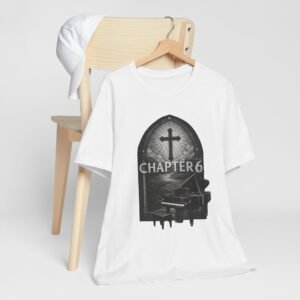 Chapter 6 Graphic Tee | Gothic Piano & Church Cross Vintage Design