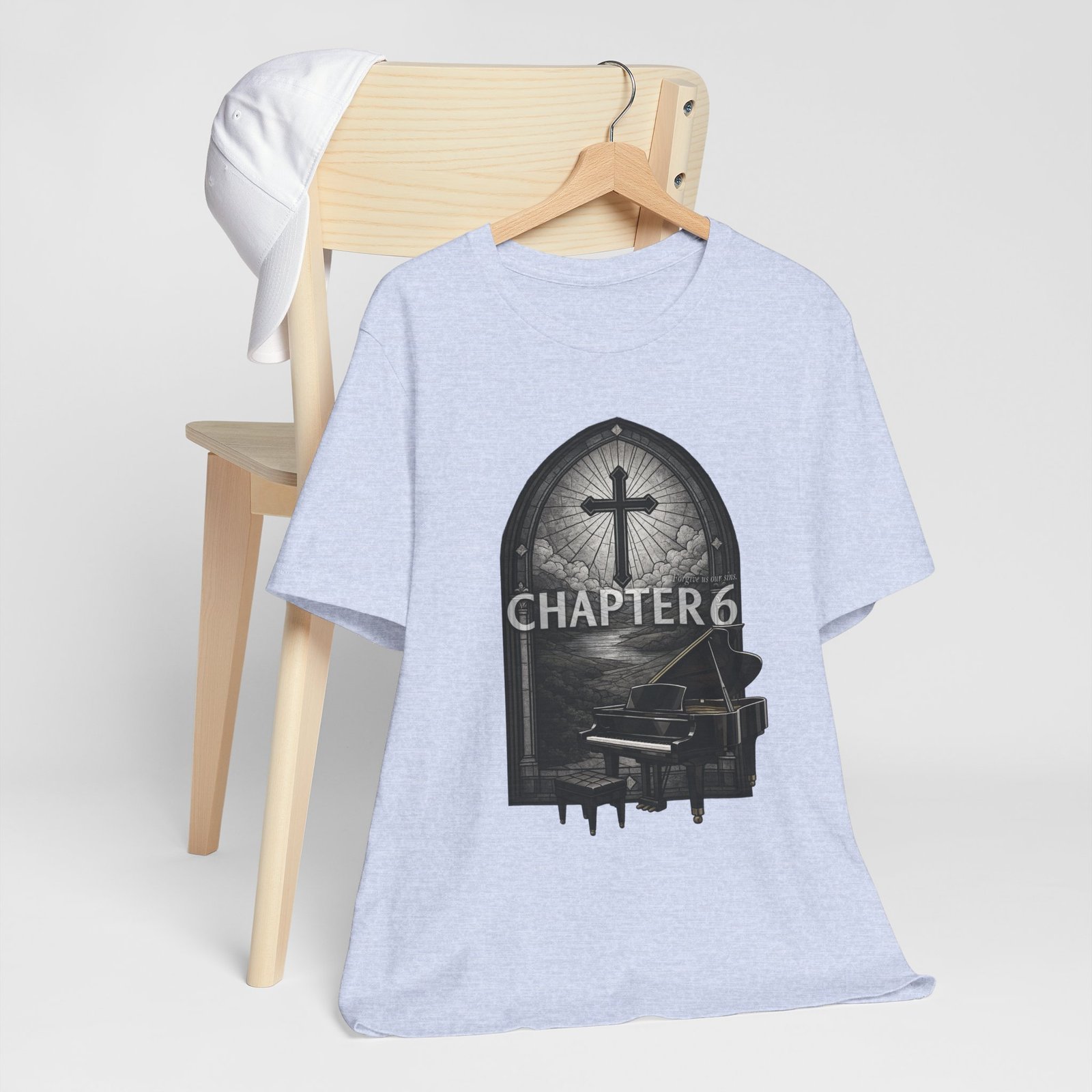 Chapter 6 Graphic Tee | Gothic Piano & Church Cross Vintage Design - Image 9
