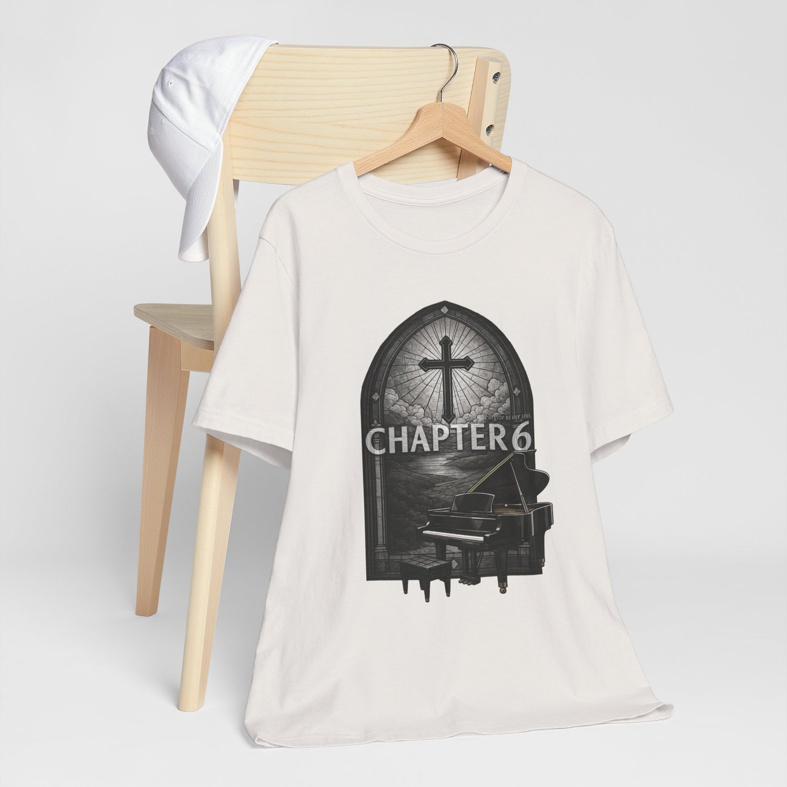 Chapter 6 Graphic Tee | Gothic Piano & Church Cross Vintage Design - Image 5