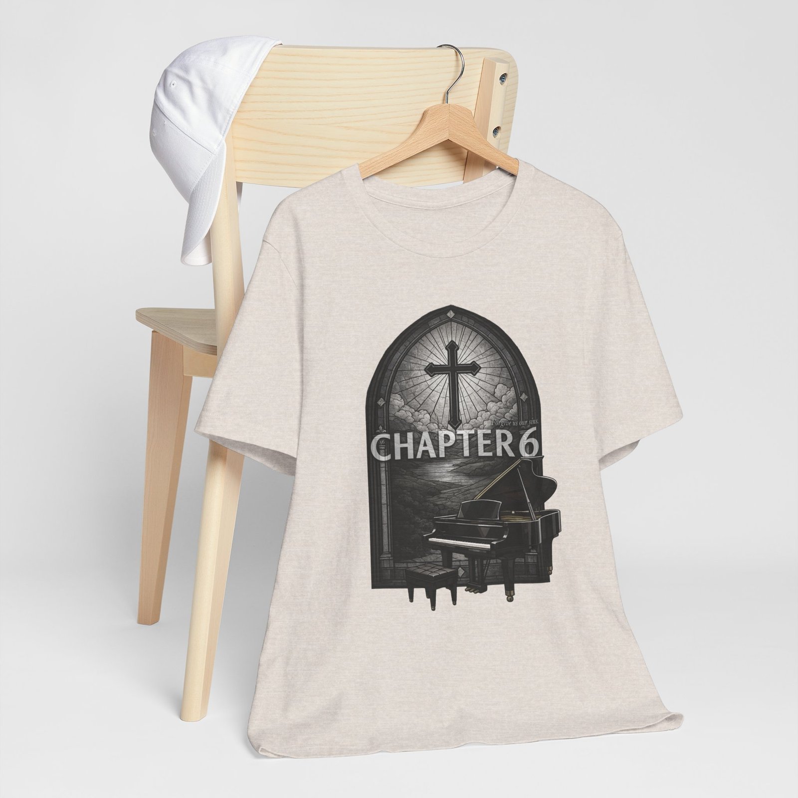 Chapter 6 Graphic Tee | Gothic Piano & Church Cross Vintage Design - Image 6