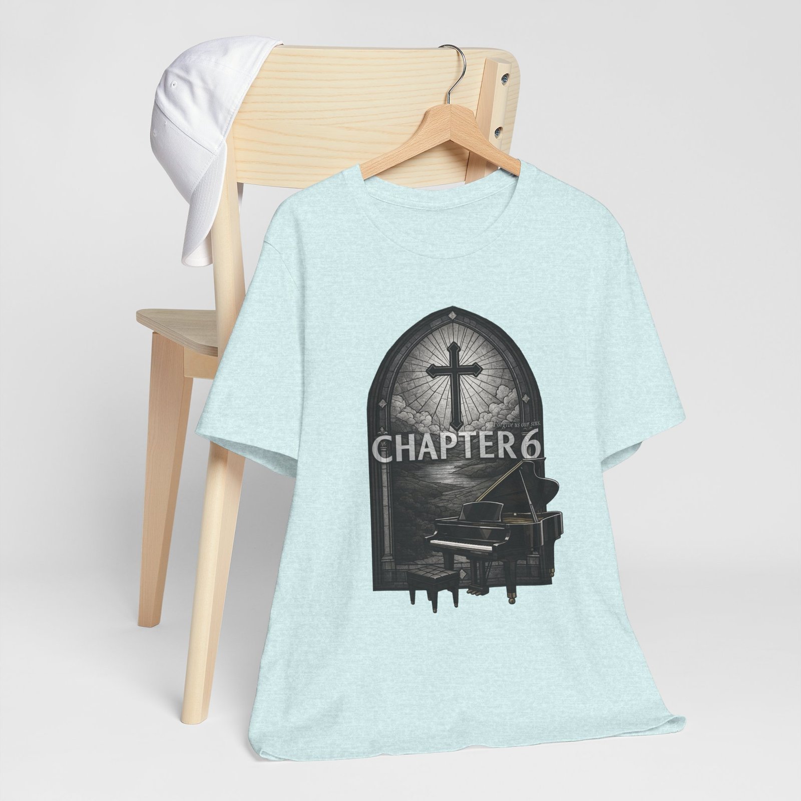 Chapter 6 Graphic Tee | Gothic Piano & Church Cross Vintage Design - Image 8