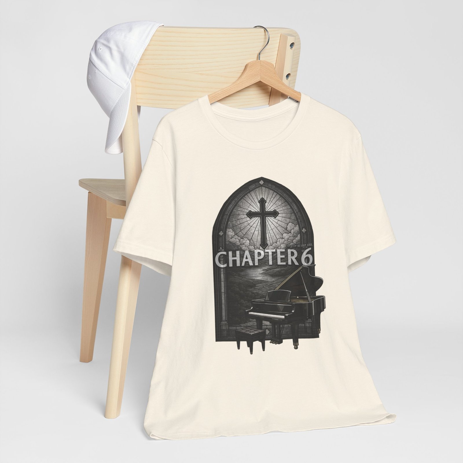 Chapter 6 Graphic Tee | Gothic Piano & Church Cross Vintage Design - Image 4