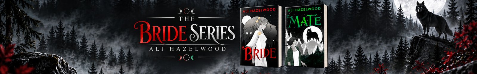 banner showing all the books in the Bride Series by Ali Hazelwood