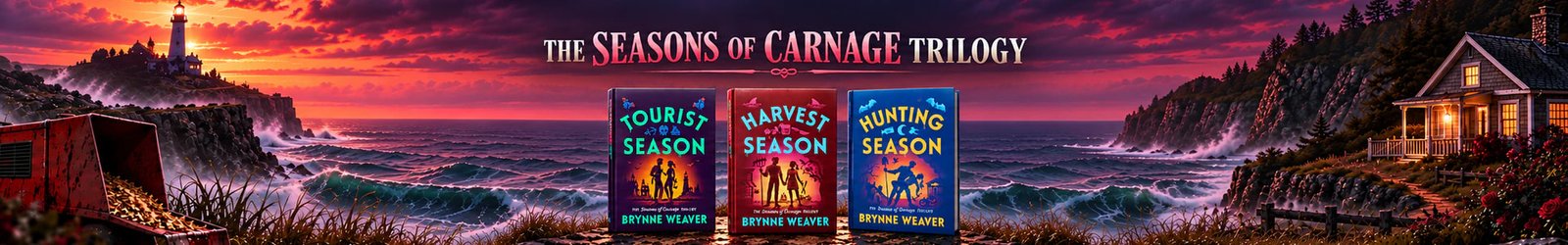 banner showing all the books in the Seasons of Carnage Trilogy by Brynne Weaver